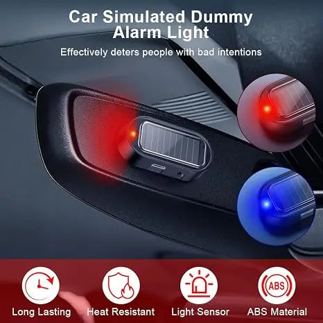 💥Solar Powered Fake Car Alarm Light, Auto Light Sensor LED Simulated Security Warning Flashing Light