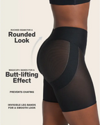 High-waisted shaping shorts with pleated center seam and elastic band