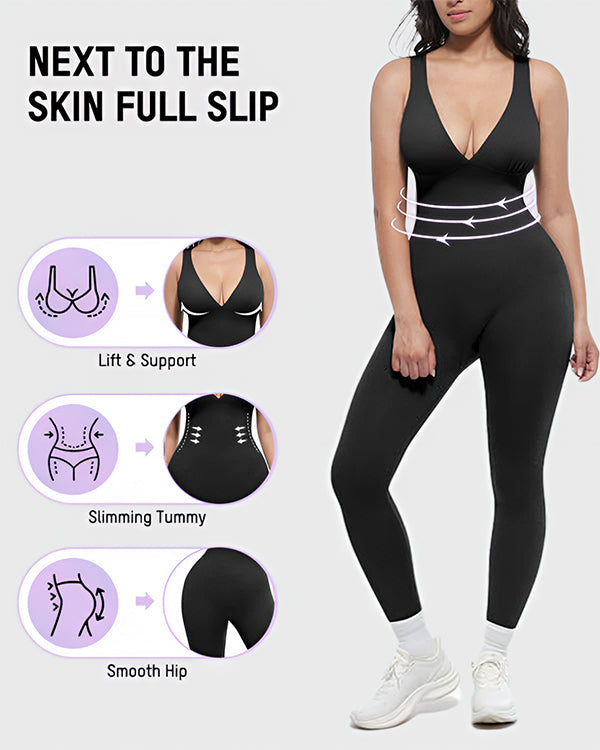 Deep V Tummy Control Sculpting Jumpsuit