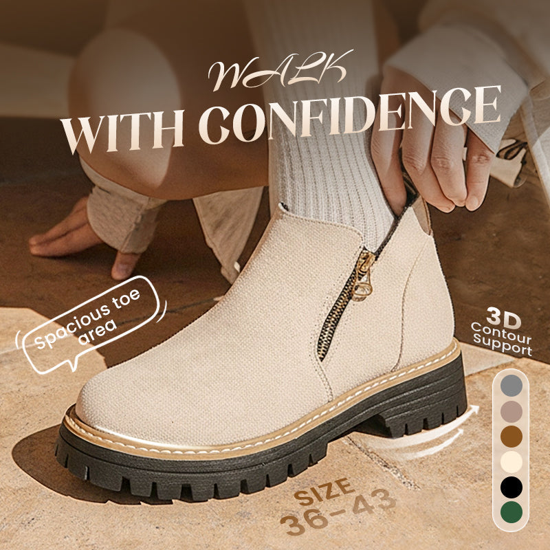 💜 LAST DAY PROMOTION - 50%OFF 💜 Women's Round-Toe Ankle Boots with Side Zipper