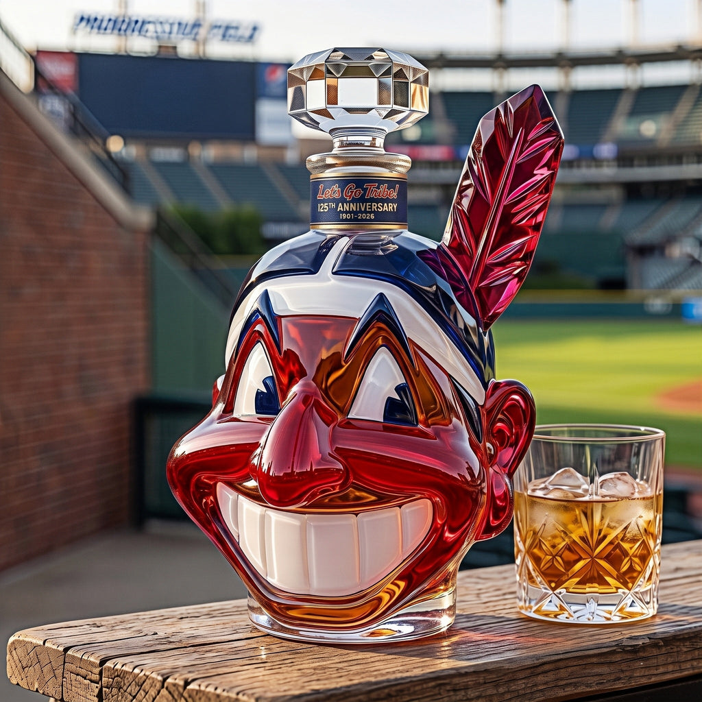 Let's Go Tribe! 125th Anniversary Chief Wahoo Whiskey Bottle – Goodiru
