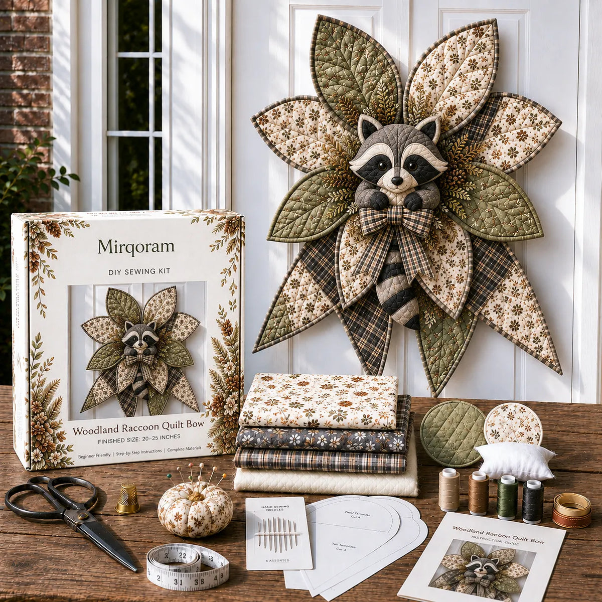 Raccoon - Handmade Quilted Door Bow DIY Sewing Kit