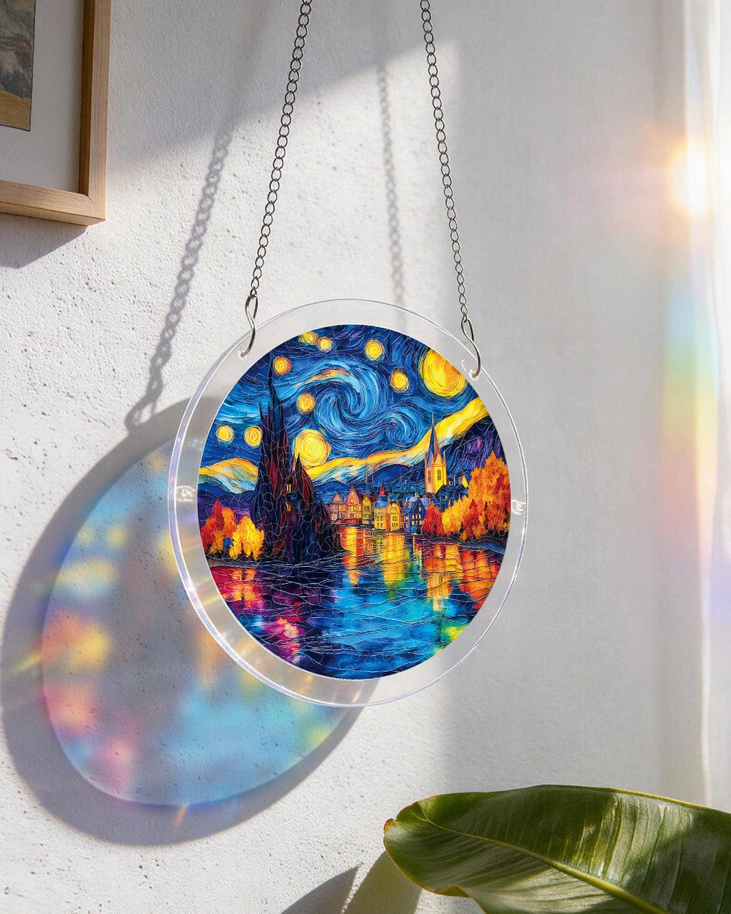 Starlit Village Light Suncatcher-Acrylic Window Art