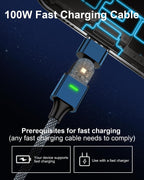 ⚡ 100W Magnetic Fast Charging Cable 🔄 180° Swivel Elbow for Gaming & Laptops