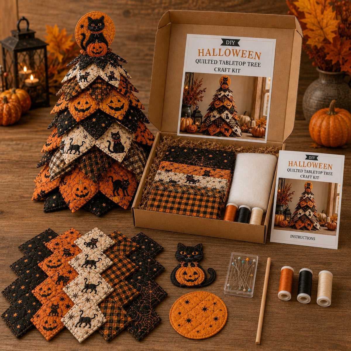 Spiderweb Gothic - DIY Halloween Theme Quilted Fabric Tree Kit