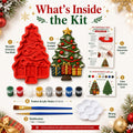 🎄 DIY Christmas Tree Mold & Paint Craft Kit | Reusable 3D Mold with 8 Acrylic Paints, 2 Brushes & Festive Detail Guide 🎨✨