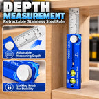 📏✨ Multifunction Measuring Gauge & Level — Measure, Align & Mark with Precision!