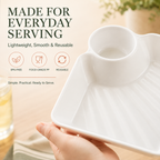 Snack & Dip Serving Plate – Built-In Sauce Cup, Raised Base & Easy-Stack Design