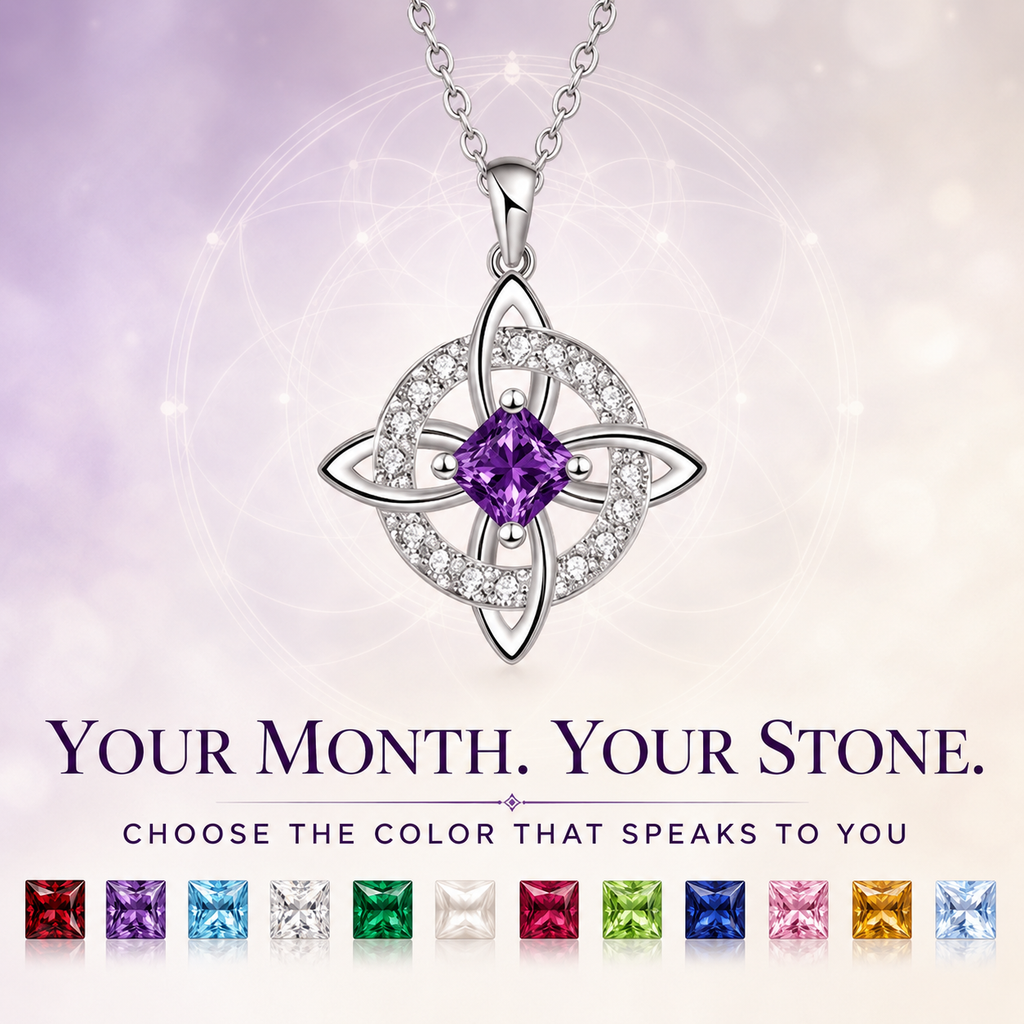 Personalized Witch’s Knot Birthstone Necklace