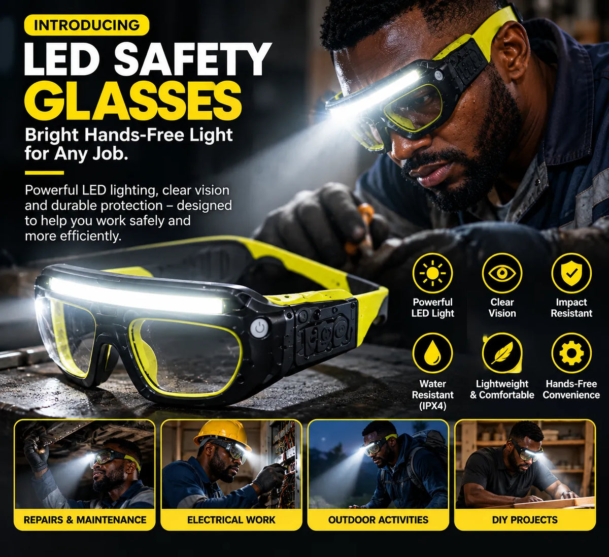 Rechargeable LED Glasses Headlamp