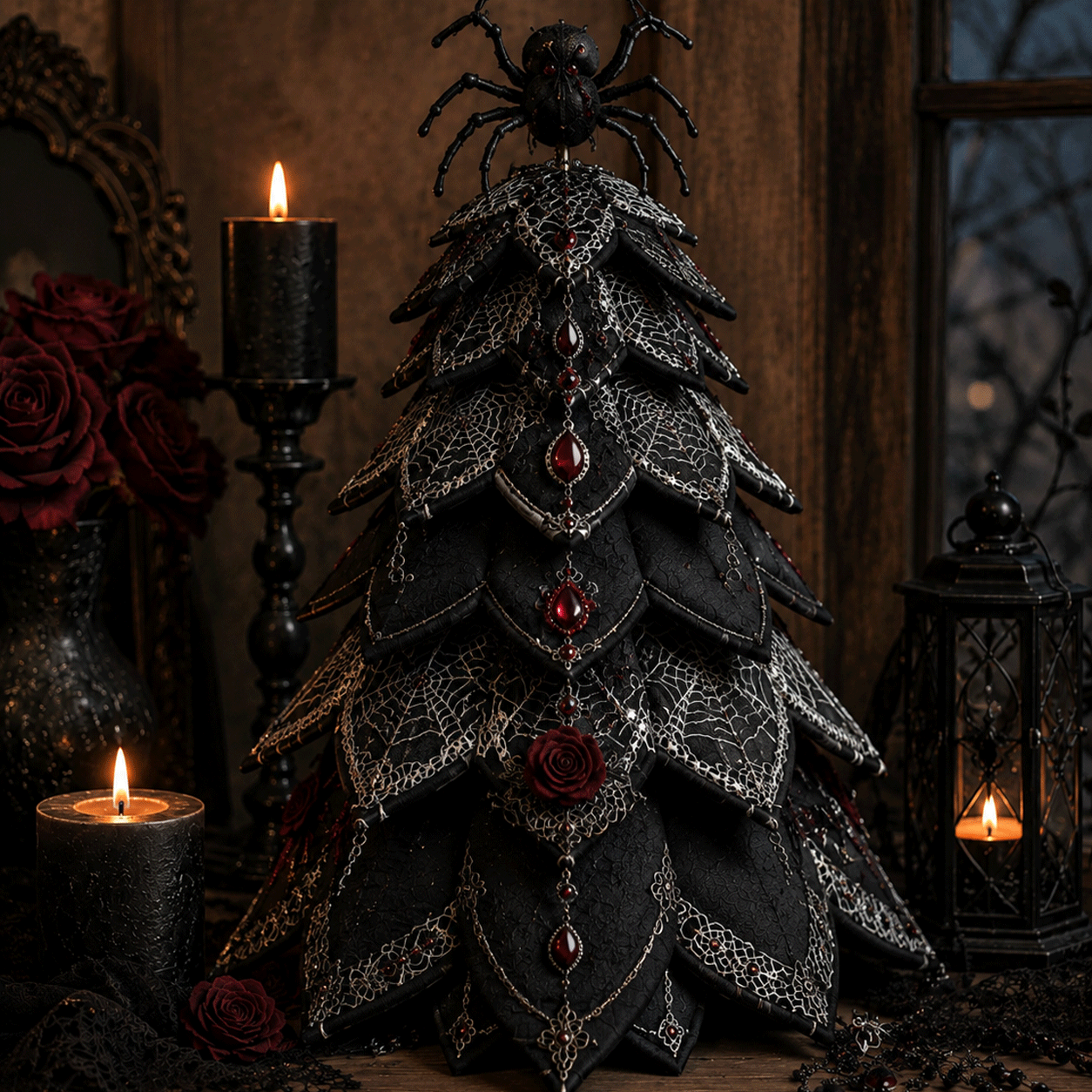 Spiderweb Gothic - DIY Halloween Theme Quilted Fabric Tree Kit
