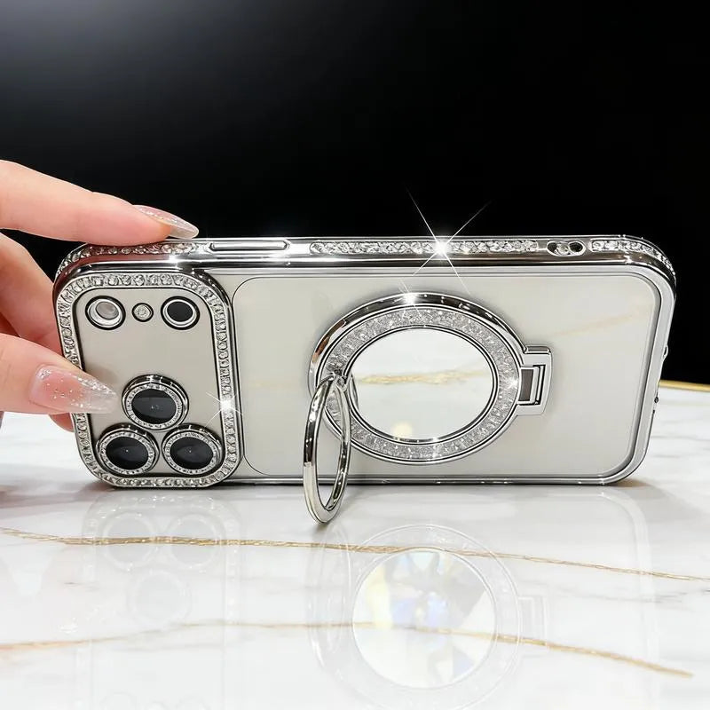 ✨💎Sparkling Diamond Women's Phone Case with Mirror & Stand for iPhone 12/13/14/15/16/17/18 Pro Max,17Air,14/15/16 Plus💖