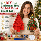 🎄 DIY Christmas Tree Mold & Paint Craft Kit | Reusable 3D Mold with 8 Acrylic Paints, 2 Brushes & Festive Detail Guide 🎨✨