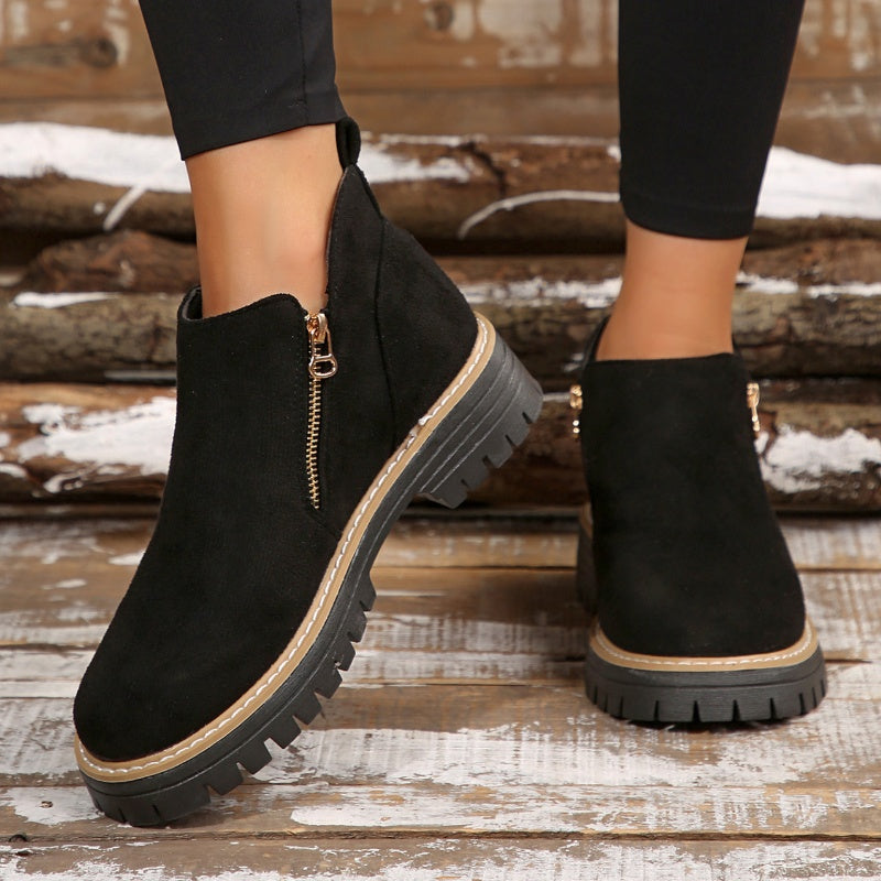 💜 LAST DAY PROMOTION - 50%OFF 💜 Women's Round-Toe Ankle Boots with Side Zipper